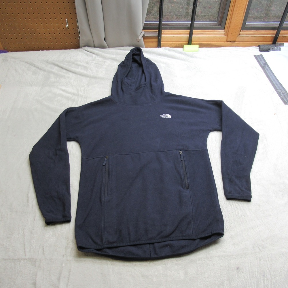North Face Sweatshirt Womens XS Blue Relaxed Fit Fleece TKA Glacier Overlap Hood